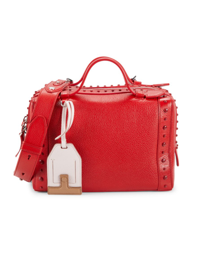 Shop Tod's Women's Studded Leather Crossbody Bag In Red