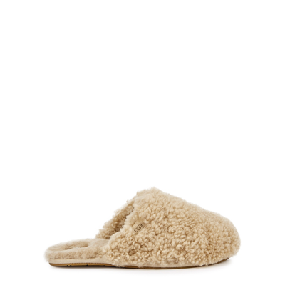 Shop Ugg Maxi Curly Shearling Slippers In Sand
