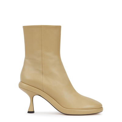 Shop Wandler June 75 Leather Ankle Boots In Beige