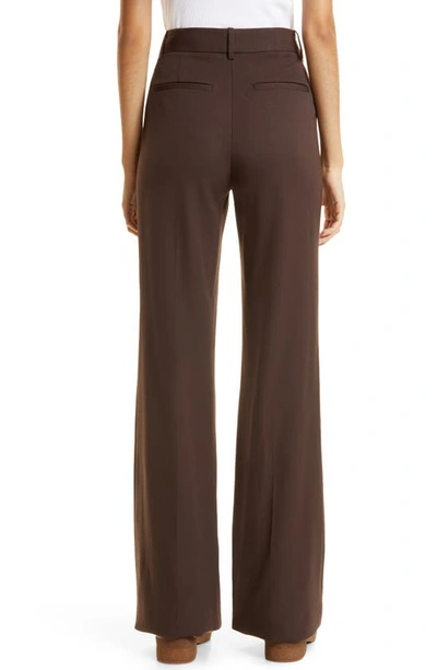 Shop Nili Lotan Arielle Virgin Wool Pants In Dark Brown