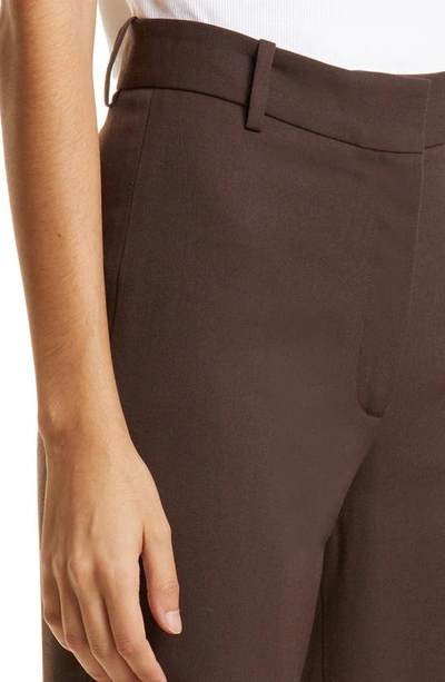 Shop Nili Lotan Arielle Virgin Wool Pants In Dark Brown