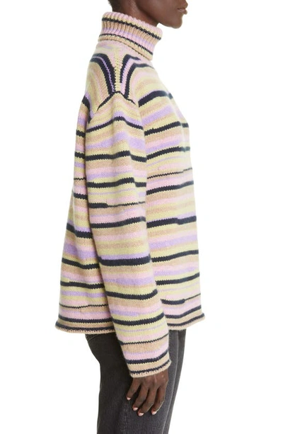 Shop The Elder Statesman Oversize Horizon Loom Turtleneck Cashmere Sweater In Multi