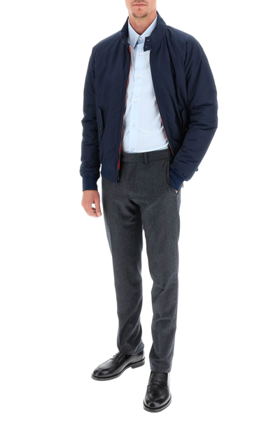 Baracuta High Collar Jacket With Ribbed Cuffs And Hem In Blue