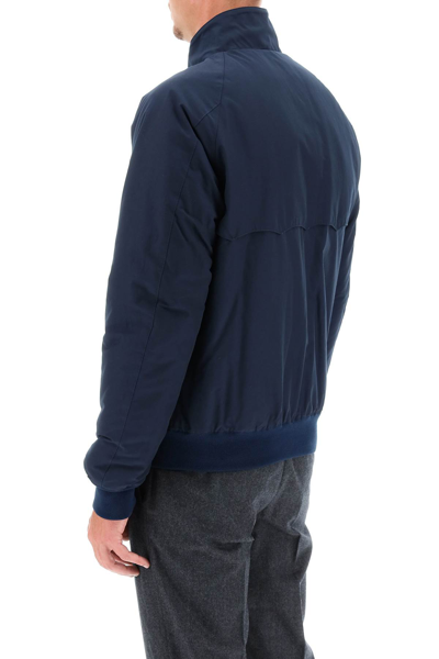 Baracuta High Collar Jacket With Ribbed Cuffs And Hem In Blue
