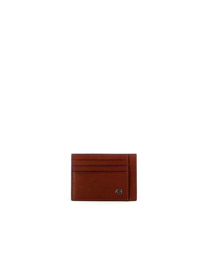 Shop Piquadro Designer Men's Bags Brown Leather Men's Credit Card Holder In Marron