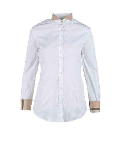 Shop Aglini Shirts Women's White/ Beige Shirt
