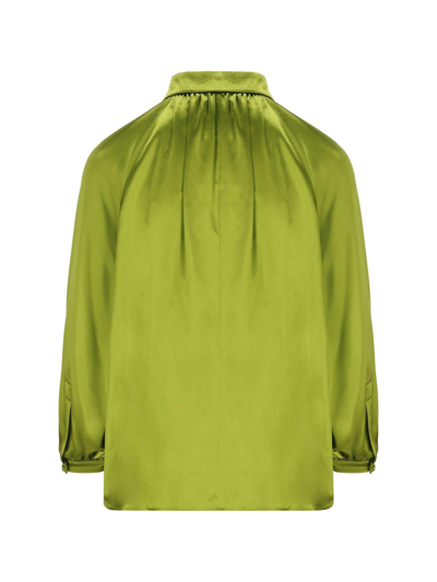 Shop Max Mara Bow Detailed Blouse In Verde