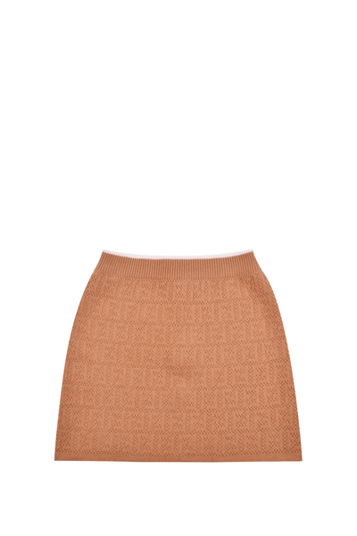 Shop Fendi Wool Skirt In Cammello