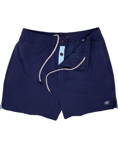 Shop Lords Of Harlech Quack 2 Navy Swim Trunk In Solid Navy