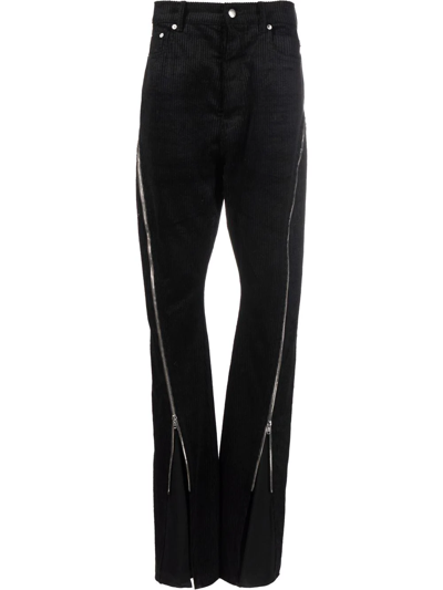 Rick Owens Bolan Zip-detail Flared Corduroy Trousers In Black 