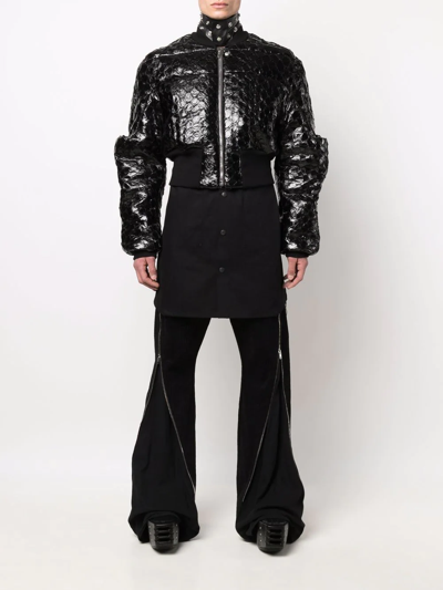 Shop Rick Owens Bolan Zip-detail Flared Corduroy Trousers In Black