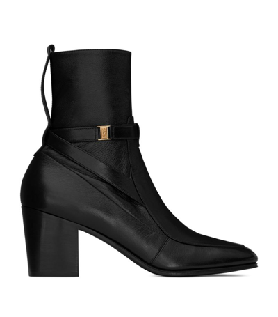 Shop Saint Laurent Leather Fran Jodphur Ankle Boots 75 In Black