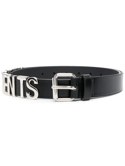 Shop Vetements Iconic Logo-lettering Leather Belt In 黑色