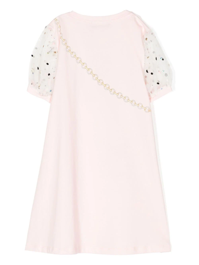 Shop Aigner Sequin Puff Sleeves Dress In Pink