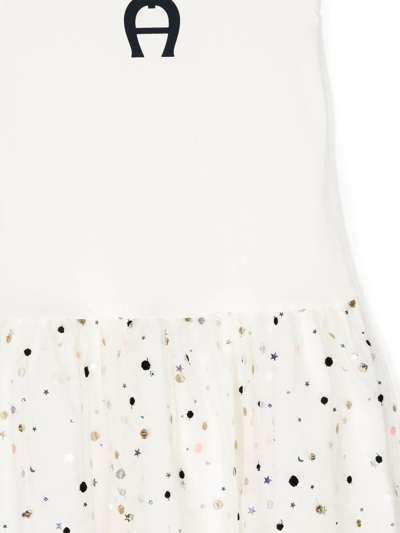 Shop Aigner Tulle-skirt Polka-dot Dress In White