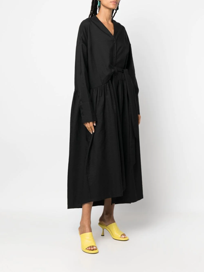 Shop Christian Wijnants Button-front Pleated Dresss In 黑色