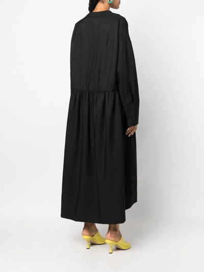 Shop Christian Wijnants Button-front Pleated Dresss In 黑色
