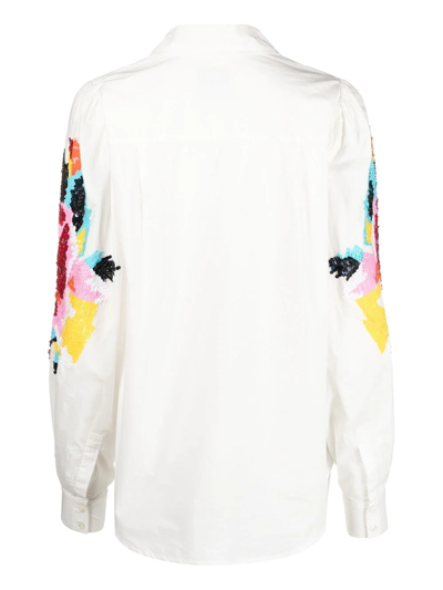 Shop Essentiel Antwerp Carnet Sequin-embellished Shirt In 白色