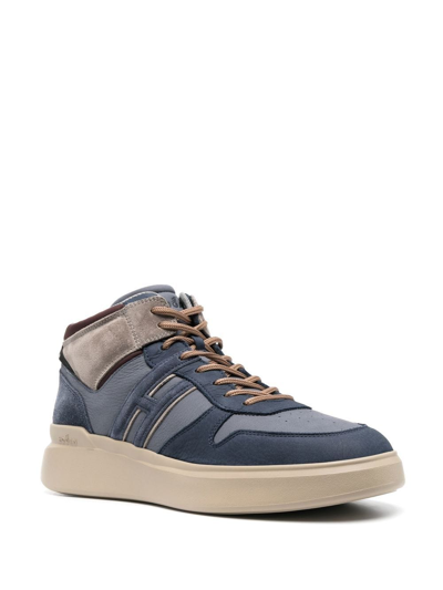 Hogan Sneakers H580 Rebel Midi In Camoscio E Tessuto Blu In 蓝色