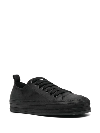 Shop Ann Demeulemeester Leather Low-top Sneakers In 黑色
