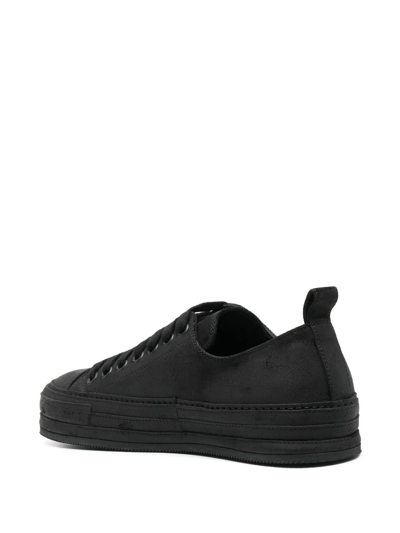 Shop Ann Demeulemeester Leather Low-top Sneakers In 黑色