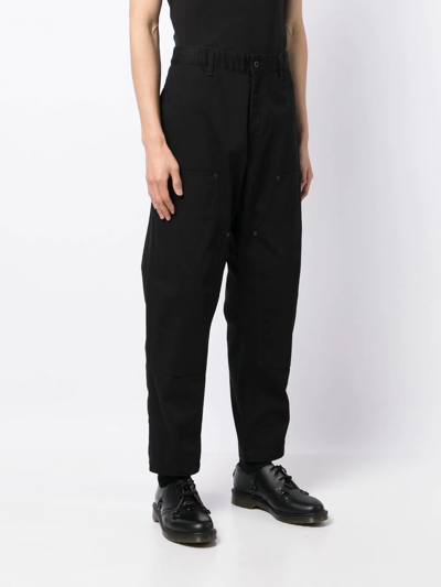 Shop Yohji Yamamoto Straight-leg Cotton Trousers In Black