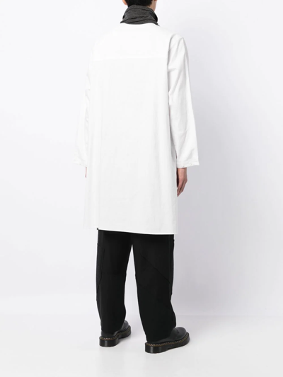 Shop Yohji Yamamoto Cotton Long-length Shirt In White