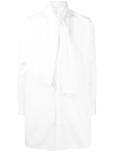 Shop Yohji Yamamoto Cotton Pussy-bow Shirt In White