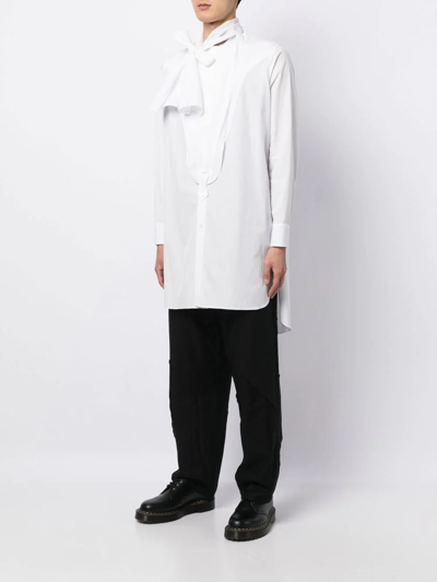 Shop Yohji Yamamoto Cotton Pussy-bow Shirt In White