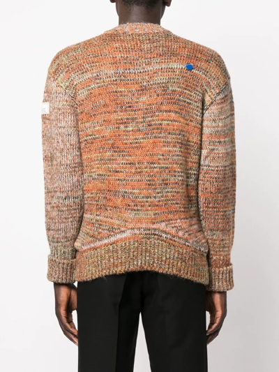 Shop Ader Error Textured-knit Crew-neck Jumper In 橘色