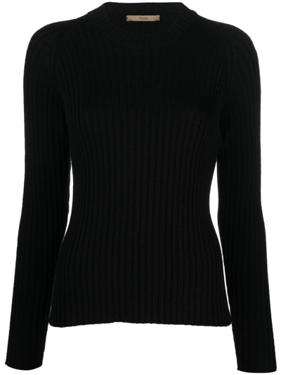 Shop Nuur Ribbed-knit Merino Jumper In 黑色