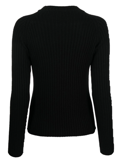 Shop Nuur Ribbed-knit Merino Jumper In 黑色