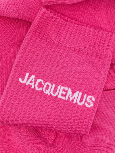 Shop Jacquemus Les Chaussettes  Logo-intarsia Socks In 粉色