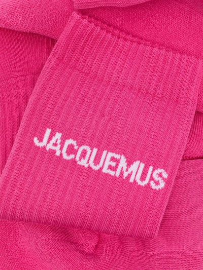 Jacquemus Signature Logo-jacquard Ribbed Socks In 粉色
