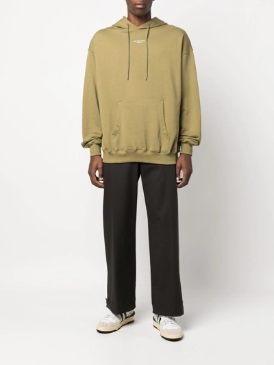 Drôle De Monsieur Slogan-print Drawstring Hoodie In 绿色