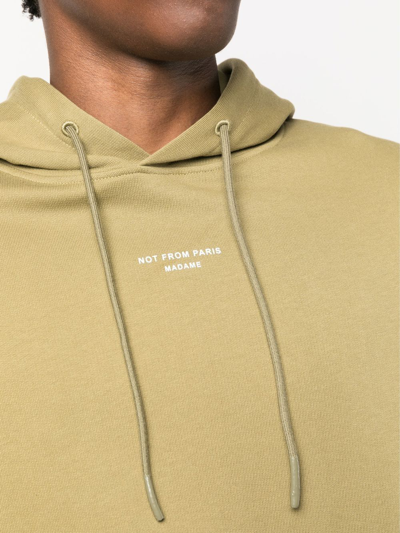 Shop Drôle De Monsieur Slogan-print Drawstring Hoodie In 绿色