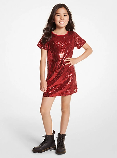 Shop Michael Kors Sequined T-shirt Dress In Red