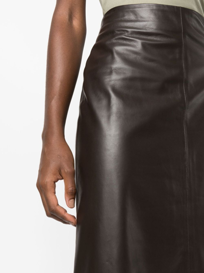 Shop Vince High-waisted Leather Skirt In Braun