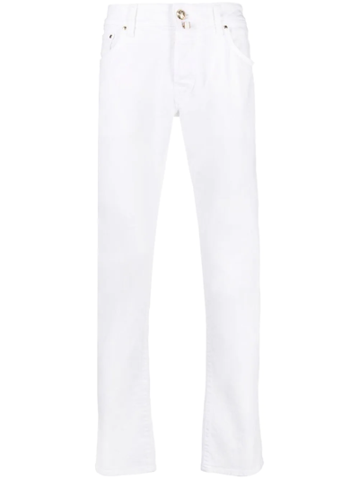 Shop Jacob Cohen Low-rise Slim-fit Jeans In Weiss