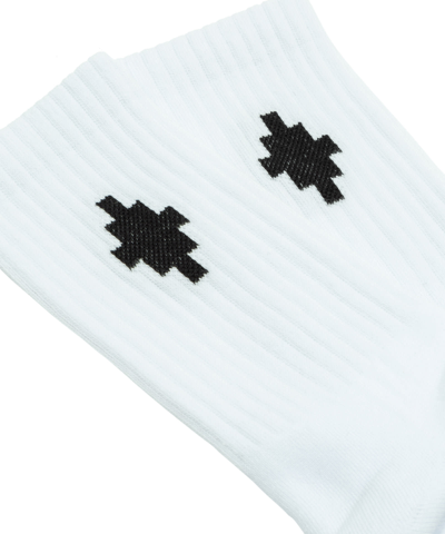 Shop Marcelo Burlon County Of Milan Cross Cotton Socks In White - Black
