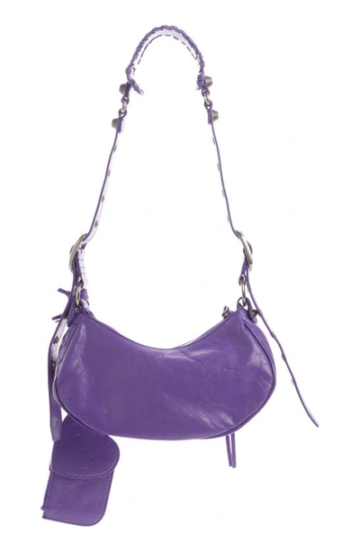 Shop Balenciaga Extra Small Le Cagole Lambskin Shoulder Bag In Purple
