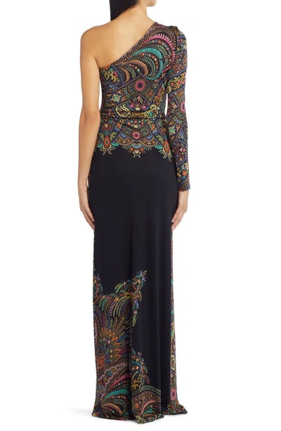 Shop Etro Lulu Floral Print One-shoulder Maxi Dress In Black 1