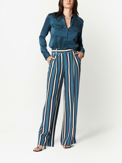 Shop Equipment Stripe-print Silk Tailored Trousers In Blau