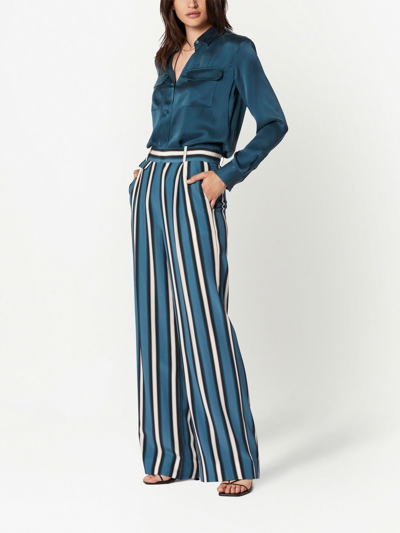 Shop Equipment Stripe-print Silk Tailored Trousers In Blau
