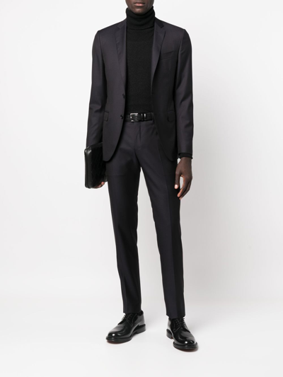 Shop Canali Single-breasted Two-piece Suit In Blau