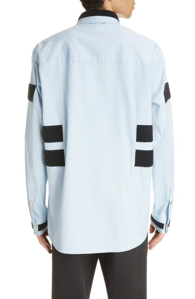 Balmain Hook And Loop Tape-strap Relaxed-fit Cotton Shirt In Light Blue