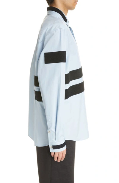 Balmain Hook And Loop Tape-strap Relaxed-fit Cotton Shirt In Light Blue