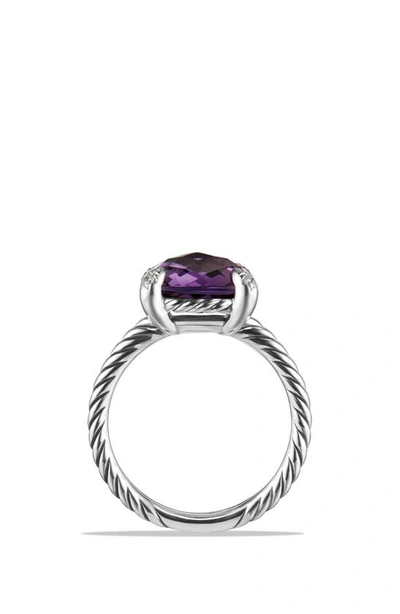 Shop David Yurman Châtelaine Ring With Semiprecious Stone And Diamonds In Silver/ Amethyst