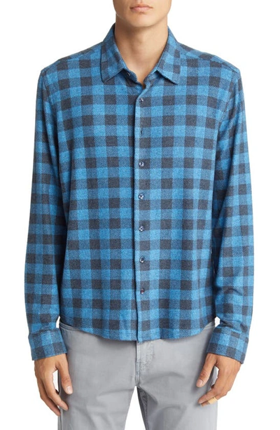 Shop Stone Rose Dry Touch® Performance Buffalo Check Fleece Button-up Shirt In Blue