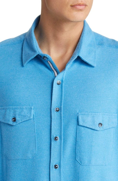 Shop Stone Rose Dry Touch® Performance Fleece Button-up Shirt In Blue